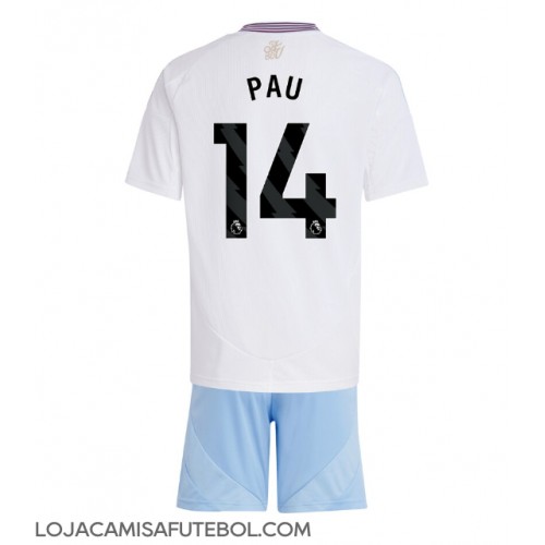 Camisa de Futebol Aston Villa Pau Torres #14 Equipamento Secundário Infantil 2024-25 Manga Curta (+ Calças curtas)